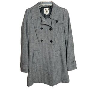 Women’s Wool Blend Anthropologie Herringbone pea coat Small‎ Academia preppy